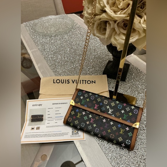 COPY - Special Edition Louis Vuitton Murakami Leather Multi Colored Tri-Fold Wa…